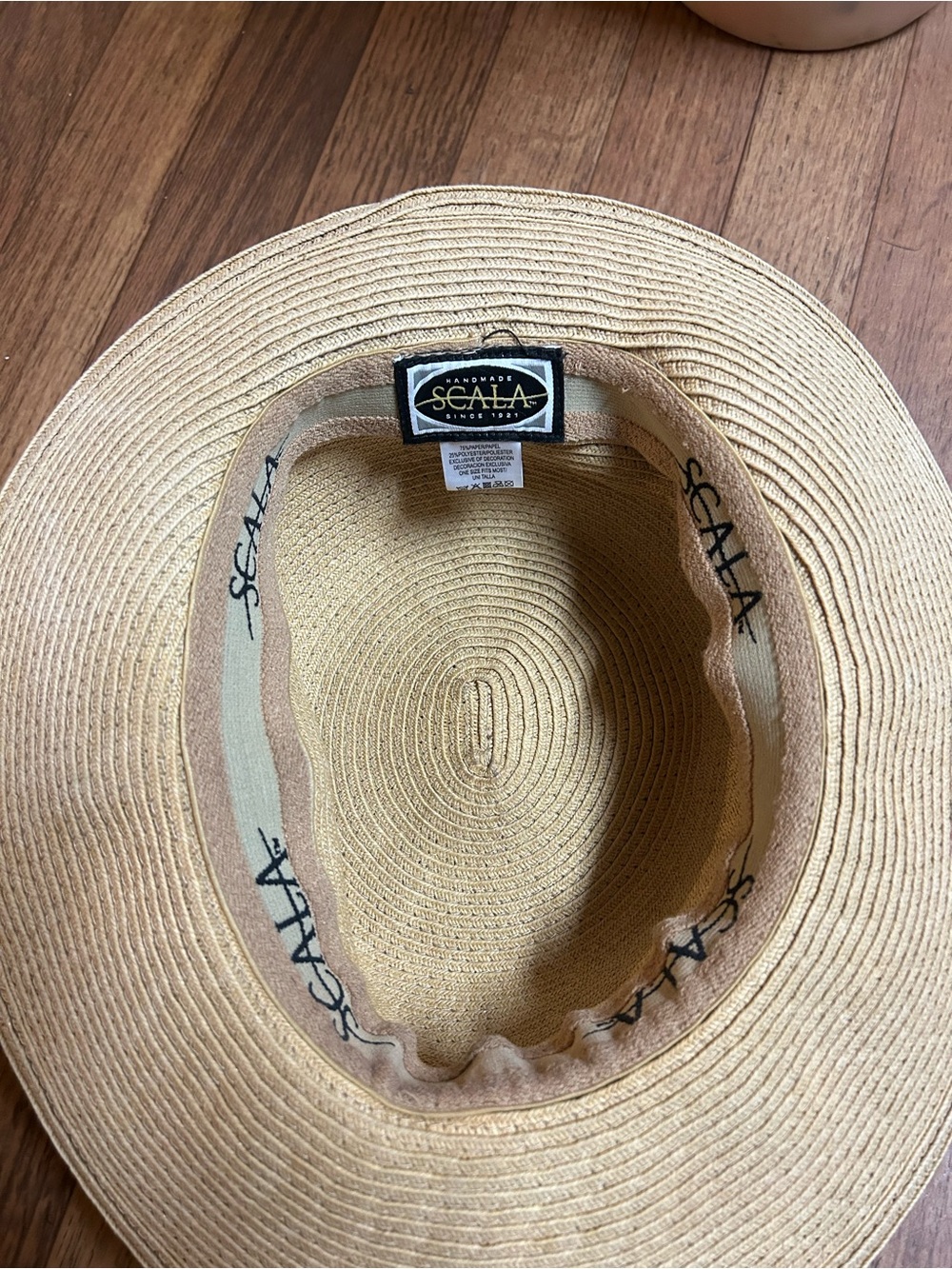 Scala Wide Brim Straw Sun Hat - Beige - Picture 3 of 4